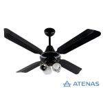 Ventilador de Techo Metálico Negro con Araña 2 Luces Móvil - Atenas