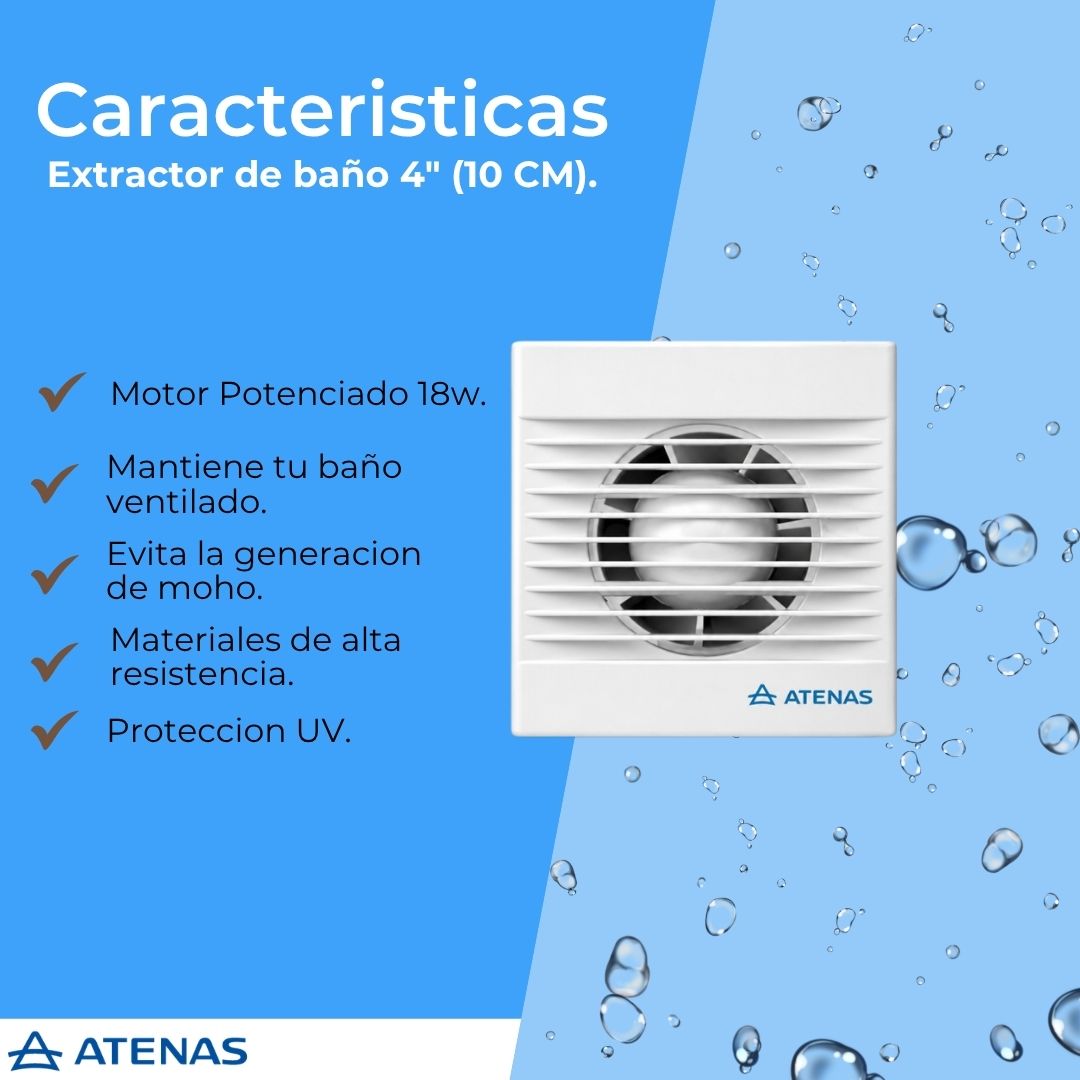 Extractor de Baño 4" 18 Watts Potenciado 010P - Atenas