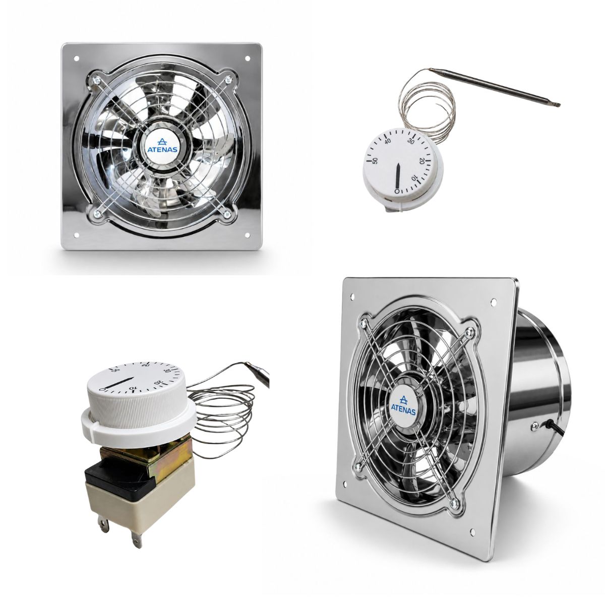 Extractor de Aire 8″ (20 cm) Con termostato 0 - 50° 16A 020AP15-Y-WHD-50B - Atenas