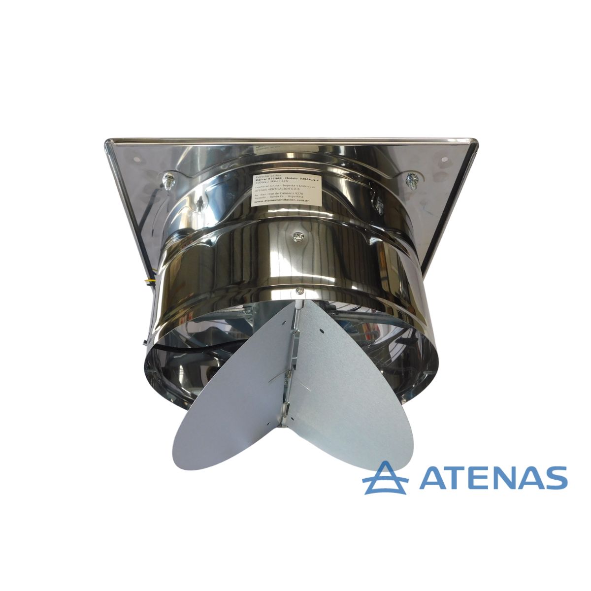 Extractor de Aire 12″ (30 cm) Todo en Acero Inoxidable 030AP15-Y - Atenas