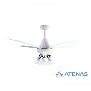Ventilador de Techo Metálico Blanco con Araña 3 Luces Móvil - Atenas