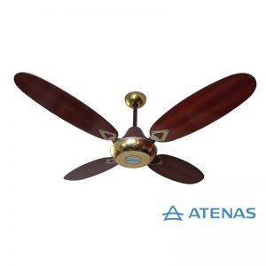 Ventilador de Techo Madera Caoba Dorado con Palas Tipo Aceituna - Atenas