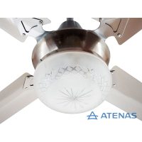 Ventilador de Techo Acero Inoxidable con Plafon Platil Led Tallado 1 Luz - Atenas