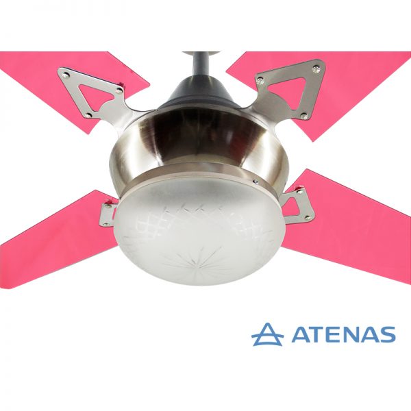 Ventilador de Techo Acrílico Fucsia con Plafón Platil Led Tallado 1 Luz - Atenas