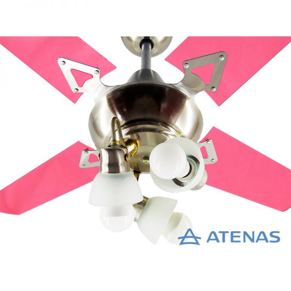 Ventilador de Techo Acrílico Fucsia con Araña 3 Luces Móvil - Atenas