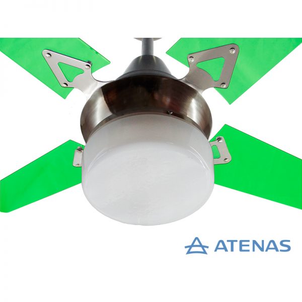 Ventilador de Techo Acrílico Verde con Plafón Platil Led Liso 1 Luz - Atenas