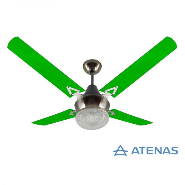 Ventilador de Techo Acrílico Verde con Plafón Platil Led Esmerilado 1 Luz - Atenas