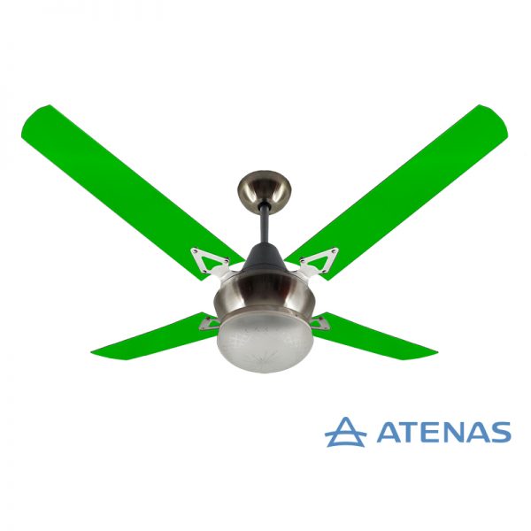 Ventilador de Techo Acrílico Verde con Plafón Platil Led Tallado 1 Luz - Atenas