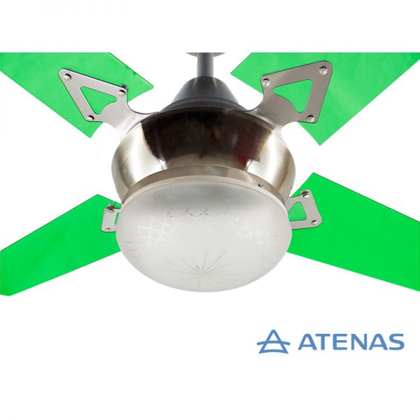 Ventilador de Techo Acrílico Verde con Plafón Platil Led Tallado 1 Luz - Atenas