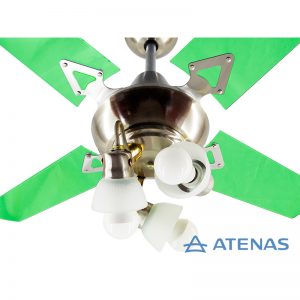 Ventilador de Techo Acrílico Verde con Araña 3 Luces Móvil - Atenas