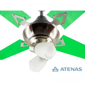 Ventilador de Techo Acrílico Verde con Araña 2 Luces Móvil - Atenas