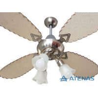 Ventilador de Techo Palas de Rattan Tipo Aceituna con Araña 3 Luces Móvil - Atenas