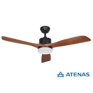 Ventilador de Techo 3 Aspas en Madera Nogal Negro con Luz Led Smart Laftdren