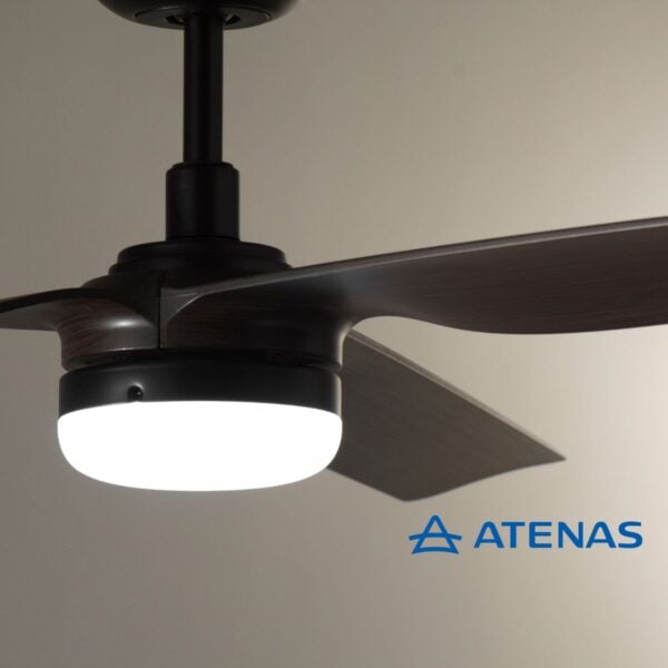 Ventilador de Techo 3 Aspas Símil Madera Negra con Luz 18w Laftdren