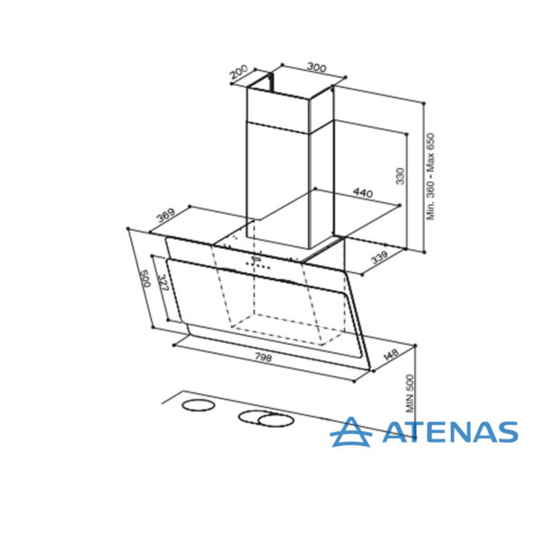 Campana de Cocina 80 cm Spar Cocktail 1125-831 - Atenas