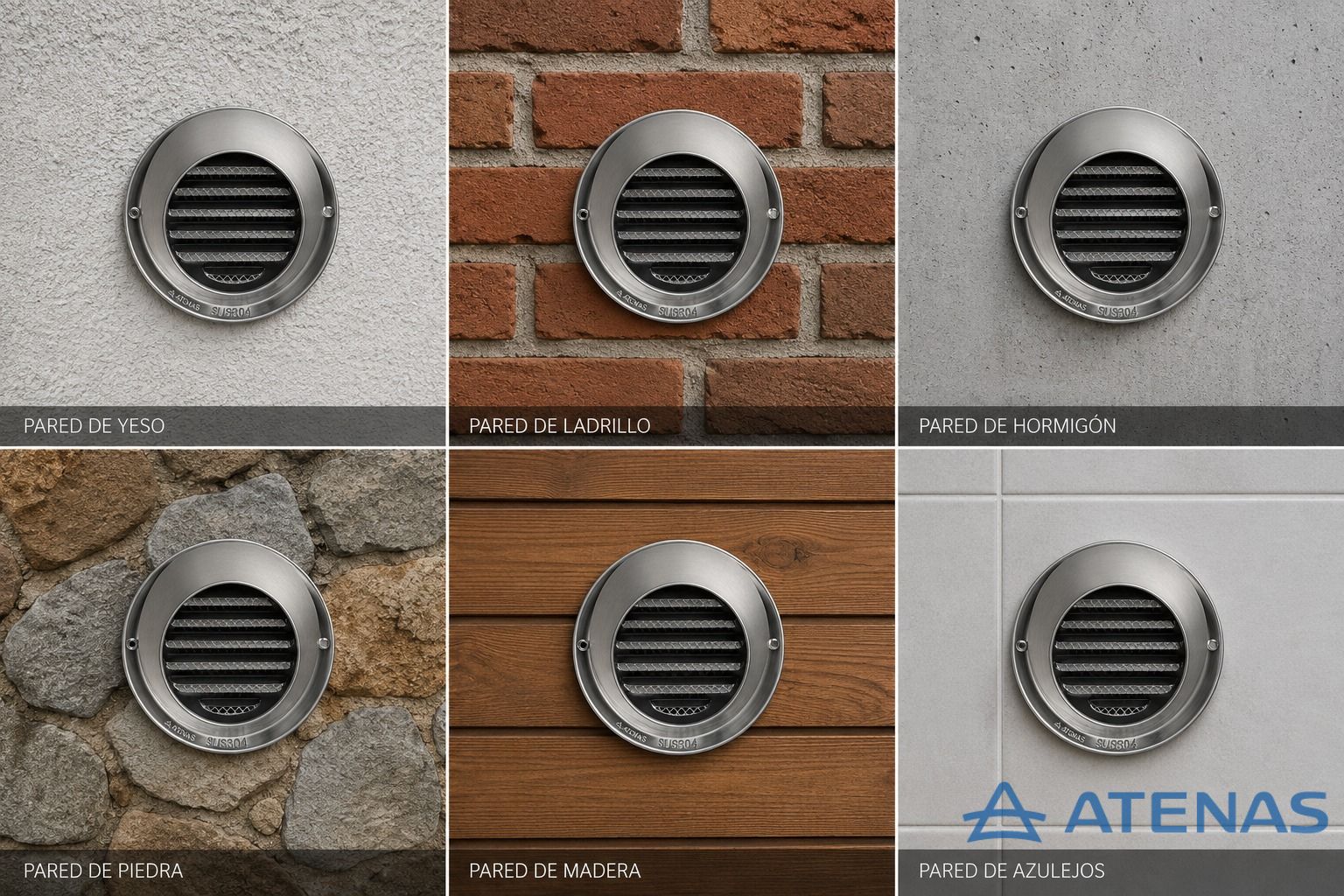 Rejilla Fija Redonda De Acero Inoxidable 4" RF10A - Atenas