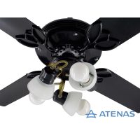 Ventilador de Techo Metálico Negro con Araña 3 Luces Móvil - Atenas