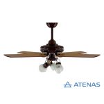 Ventilador de Techo Madera Caoba Marrón con Araña 3 Luces Móvil - Atenas