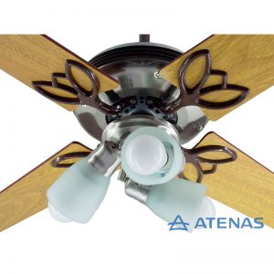 Ventilador de Techo Madera Roble Platil con Araña 3 Luces Móvil - Atenas