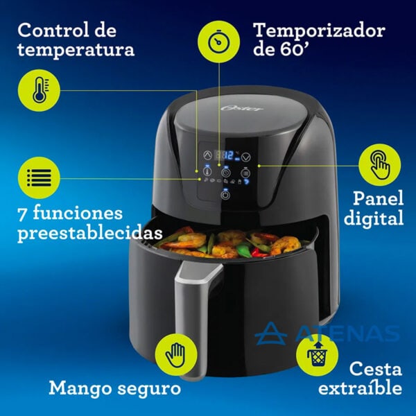 Freidora de Aire Oster AF40D Air fryer Bioceramic - Atenas