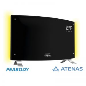 Calefactor Panel Eléctrico Peabody Digital Con Luz Negro PE-VQDL20N - Atenas