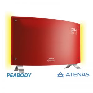 Calefactor Convector Peabody Curvo Digital con Luz PE-VQDL20R Rojo - Atenas