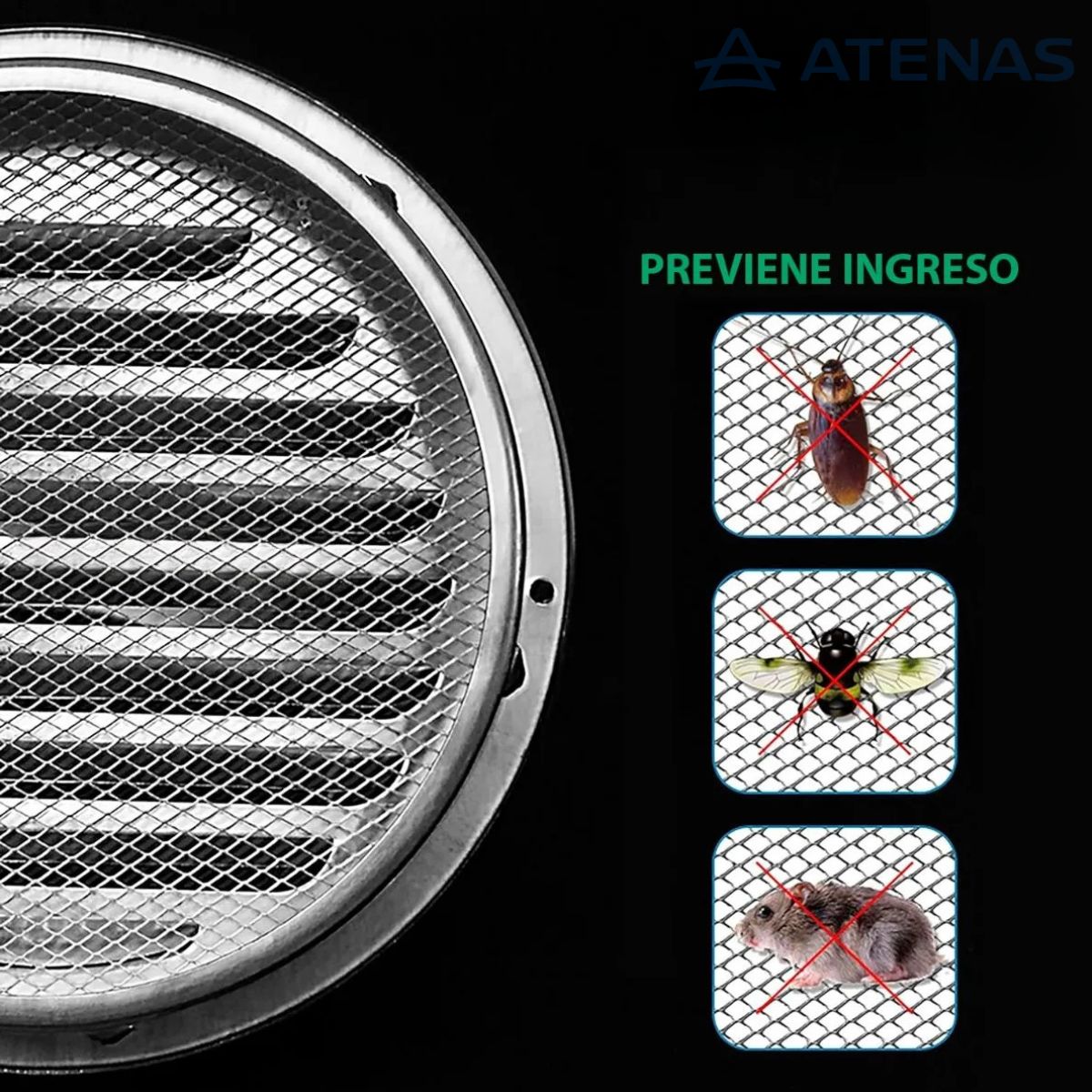 Rejilla Acero inoxidable Fija 5″ Cocina baño Atenas RF12A - Atenas