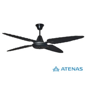 VENTILADOR DE TECHO MYKONOS DE RATTAN NEGRO TAPA FORRADA